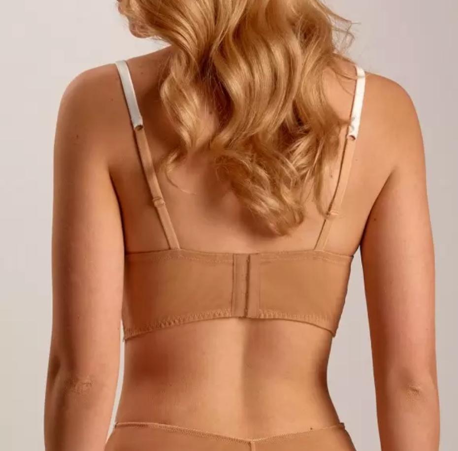 Ajour Passage Long-Line UW Demi Cup Bra B6 in Beige and White-Bras-Ajour-Beige and White-B-32-Anna Bella Fine Lingerie, Reveal Your Most Gorgeous Self!