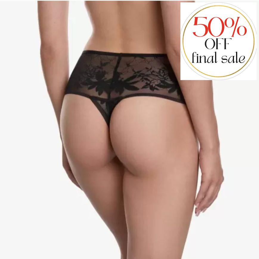 Ajour Regent Brazilian Thong in Black C27-Panties-Ajour-Black-XSmall-Anna Bella Fine Lingerie, Reveal Your Most Gorgeous Self!
