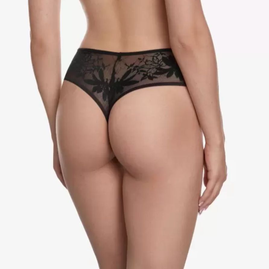 Ajour Regent Mid-Rise Brazilian Thong C173-Panties-Ajour-Black-XSmall-Anna Bella Fine Lingerie, Reveal Your Most Gorgeous Self!