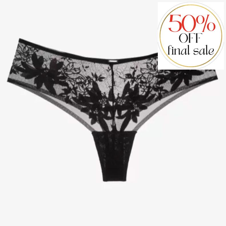 Ajour Regent Mid-Rise Brazilian Thong C173-Anna Bella Fine Lingerie-Black-XSmall-