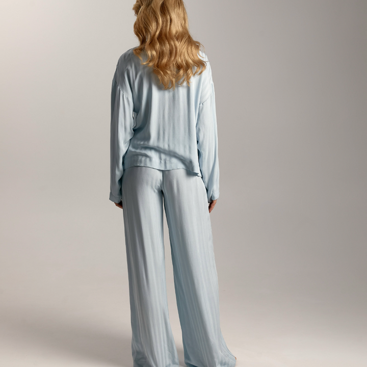 Ajour Romance Lounge Shirt and Pants in Sky Blue kj4/hj8-Sleepwear-Ajour-Sky Blue-XSmall-Anna Bella Fine Lingerie, Reveal Your Most Gorgeous Self!