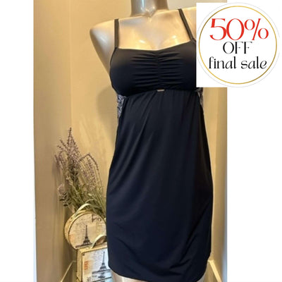 Ajour Sensuel Chemise with Inserts K4-Loungewear-Ajour-Black / Grey-XSmall-Anna Bella Fine Lingerie, Reveal Your Most Gorgeous Self!