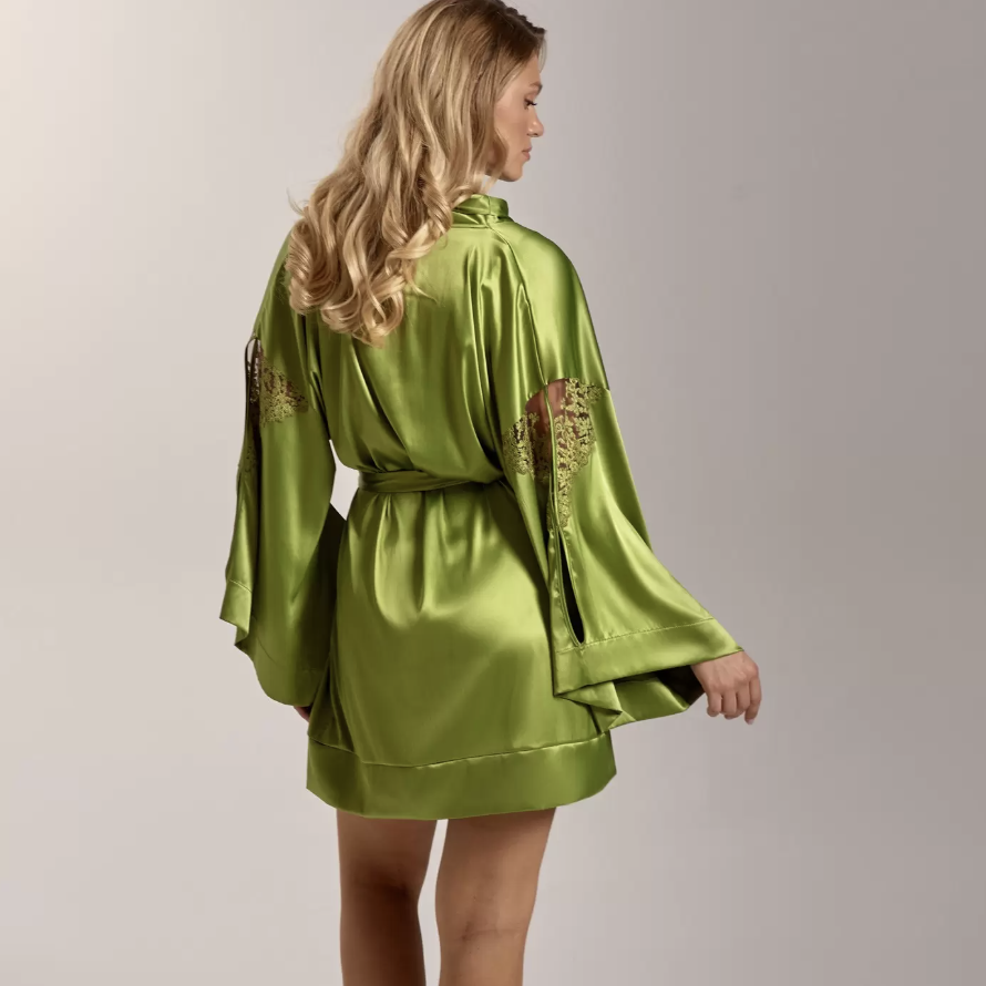 Ajour Tuileries Lounge Robe KIM2 in Olive-Robes-Ajour-Olive-XSmall/Small-Anna Bella Fine Lingerie, Reveal Your Most Gorgeous Self!