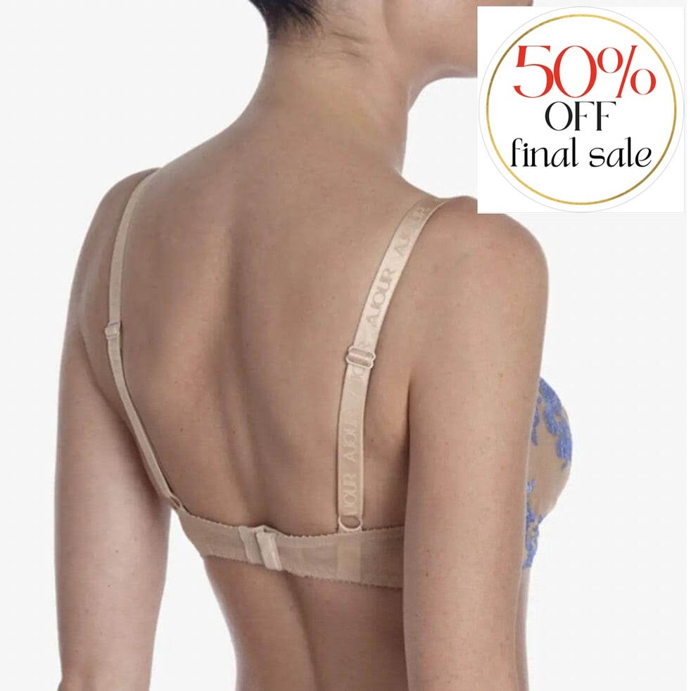 Ajour Underwired Parfait bra in Nude &amp; Blue BM7-Bras-Ajour-Nude &amp; Blue-36-C-Anna Bella Fine Lingerie, Reveal Your Most Gorgeous Self!
