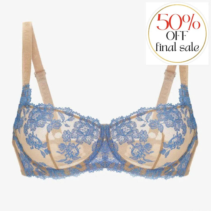 Ajour Underwired Parfait bra in Nude &amp; Blue BM7-Bras-Ajour-Nude &amp; Blue-36-C-Anna Bella Fine Lingerie, Reveal Your Most Gorgeous Self!