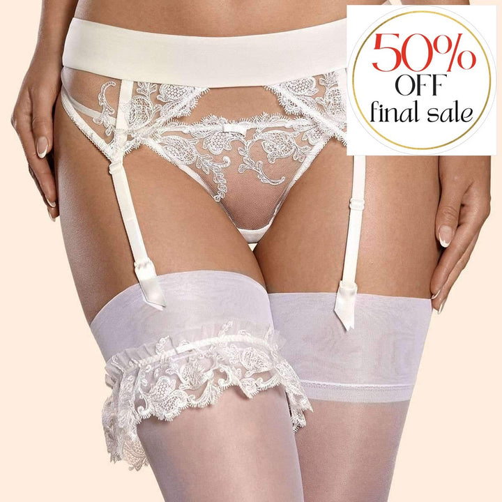 Ajour Versailles Garter Belt PJ1 ALS17-01-Garter Belt-Ajour-White-Medium-Anna Bella Fine Lingerie, Reveal Your Most Gorgeous Self!