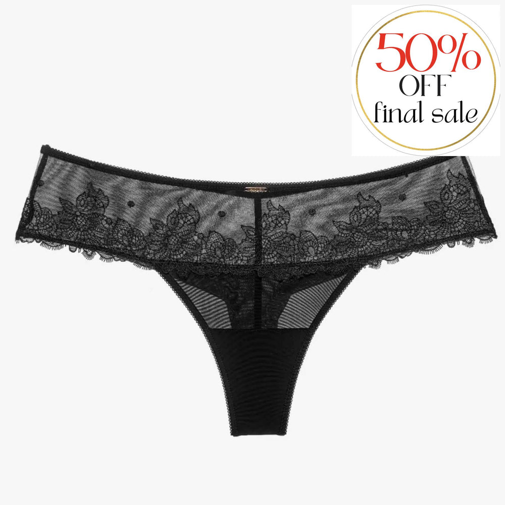 Ajour Zarzuela Seamless Back Thong C170-Anna Bella Fine Lingerie-Black-XSmall-