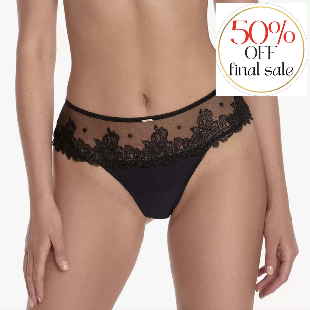 Ajour Zarzuela Seamless Back Thong C170-Anna Bella Fine Lingerie-Black-XSmall-