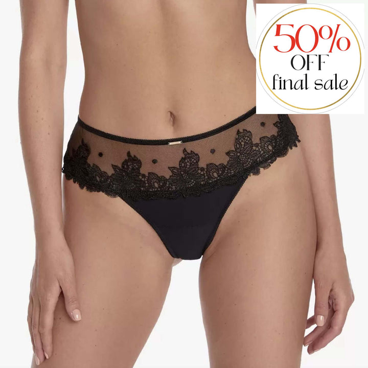 Ajour Zarzuela Seamless Back Thong C170-Anna Bella Fine Lingerie-Black-XSmall-