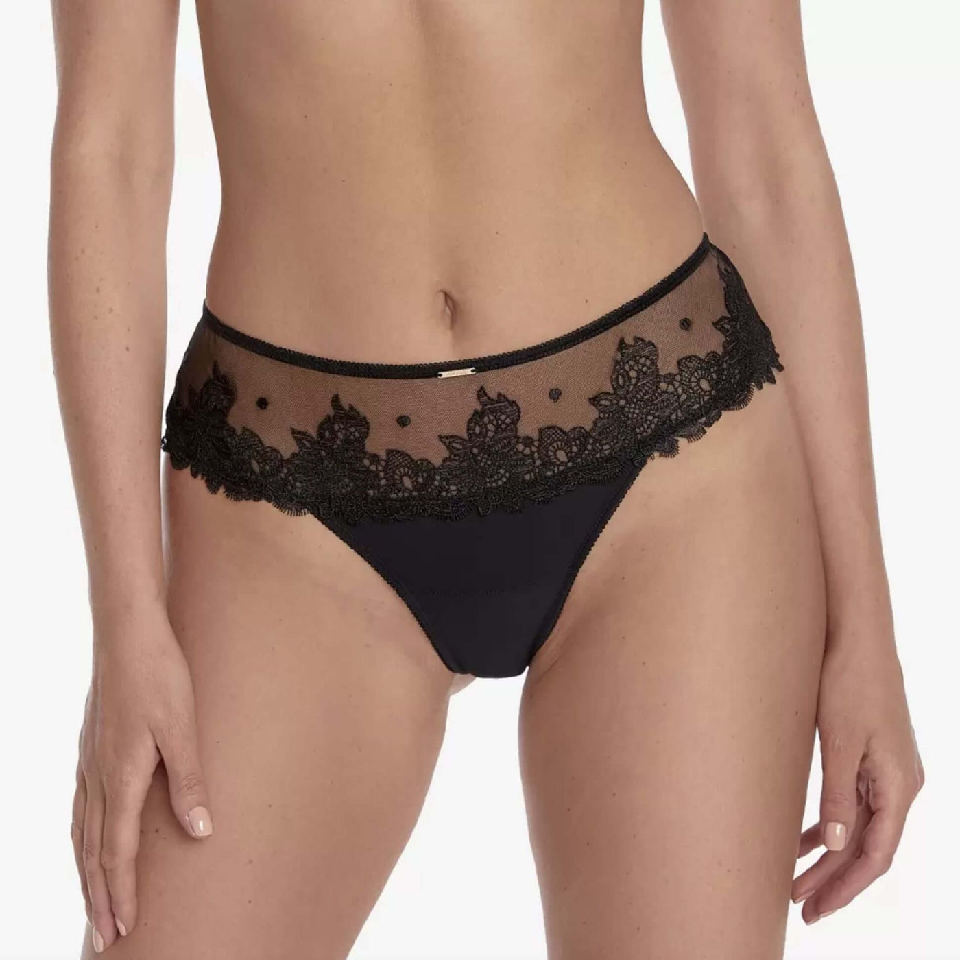 Ajour Zarzuela Seamless Back Thong C170-Anna Bella Fine Lingerie-Black-XSmall-