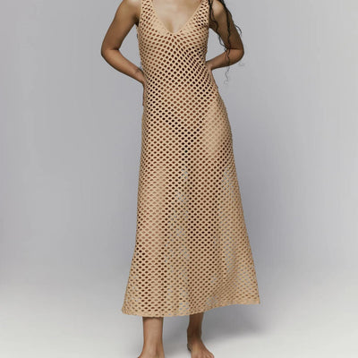 Andres Sarde Holt Long Swimwear Dress 3600870 in Safari-Swimwear-Andres Sarda-Safari-Small-Anna Bella Fine Lingerie, Reveal Your Most Gorgeous Self!