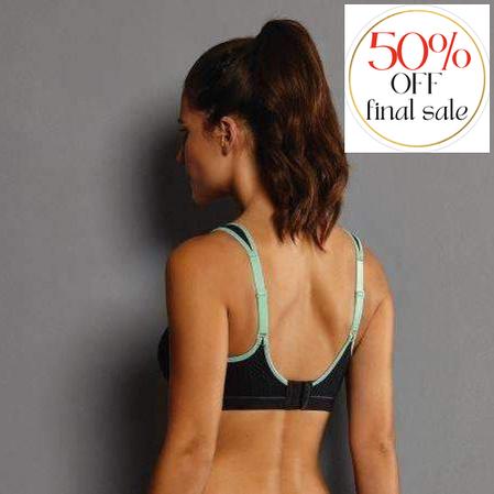 Anita Active Performance Sports Bra 5566-Sports Bras-Anita-Black / Pool Blue-32-C-Anna Bella Fine Lingerie, Reveal Your Most Gorgeous Self!