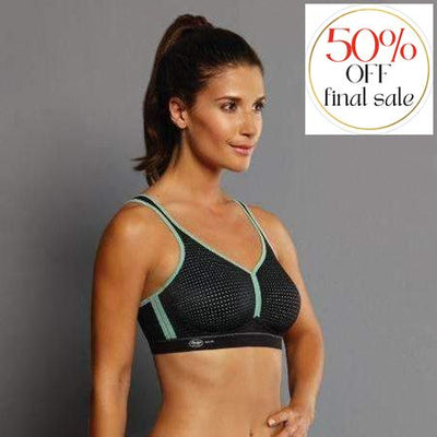 Anita Active Performance Sports Bra 5566-Sports Bras-Anita-Black / Pool Blue-32-C-Anna Bella Fine Lingerie, Reveal Your Most Gorgeous Self!