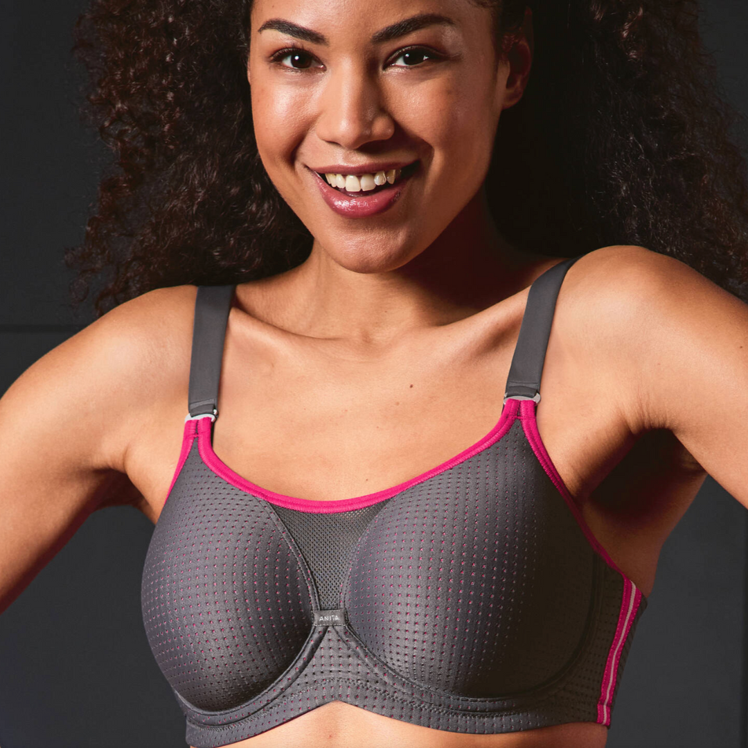 Anita Performance WireX Sports Bra 5599 in Antrazite/Pink-Sports Bras-Anita-Anthrazite/Pink-32-E-Anna Bella Fine Lingerie, Reveal Your Most Gorgeous Self!