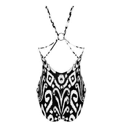 Antigel La Balinaise Non Wire Halter Swimsuit EBB9238-Swimwear-Antigel-Ikat Blanc Noir-XLarge-Anna Bella Fine Lingerie, Reveal Your Most Gorgeous Self!