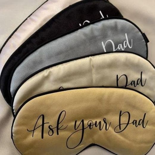 "Ask Your Dad" Satin Eye Mask-Eye Masks-Anna Bella Fine Lingerie-Gold-Anna Bella Fine Lingerie, Reveal Your Most Gorgeous Self!