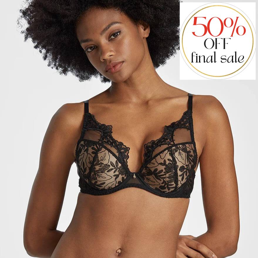 Aubade After Midnight Padded Plunge Bra in Attraction RIN81-Bras-Aubade Paris-Attraction-32-D-Anna Bella Fine Lingerie, Reveal Your Most Gorgeous Self!