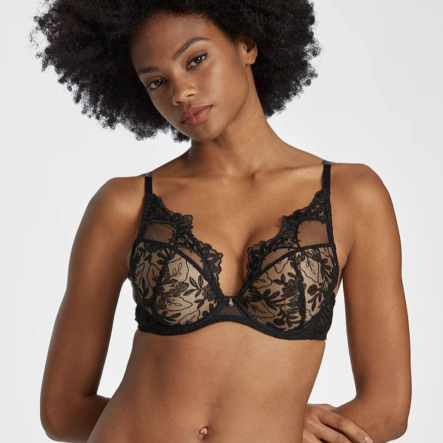 Aubade After Midnight Padded Plunge Bra in Attraction RIN81-Bras-Aubade-Attraction-32-D-Anna Bella Fine Lingerie, Reveal Your Most Gorgeous Self!