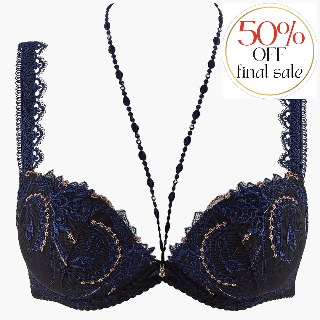 Aubade Amour Precieux Moulded Push Up Bra in Cosmic Blue UDN08-Bras-Aubade Paris-Cosmic Blue-32-B-Anna Bella Fine Lingerie, Reveal Your Most Gorgeous Self!