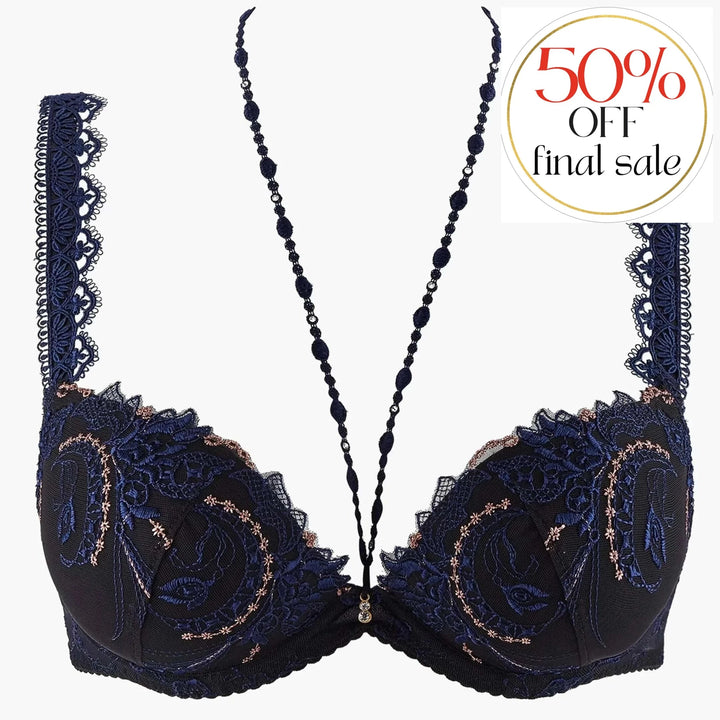 Aubade Amour Precieux Moulded Push Up Bra in Cosmic Blue UDN08-Bras-Aubade Paris-Cosmic Blue-32-B-Anna Bella Fine Lingerie, Reveal Your Most Gorgeous Self!