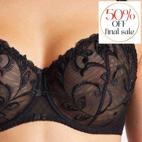Aubade Au Bal De Flore Comfort Half Cup Bra OF14-02-Anna Bella Fine Lingerie-Black-30-F