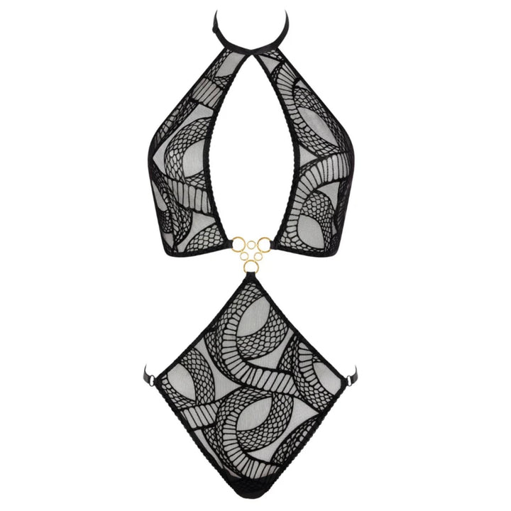 Aubade Boîte à Désir Velvet Snake Bodysuit P086A-5-Bodysuit-Aubade Paris-Black-One Size-Anna Bella Fine Lingerie, Reveal Your Most Gorgeous Self!