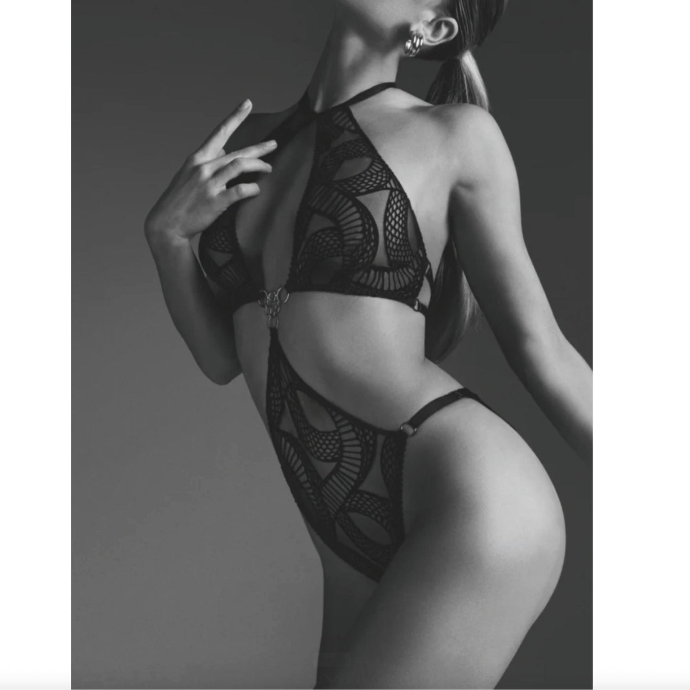 Aubade Boîte à Désir Velvet Snake Bodysuit P086A-5-Anna Bella Fine Lingerie-Black-One Size-