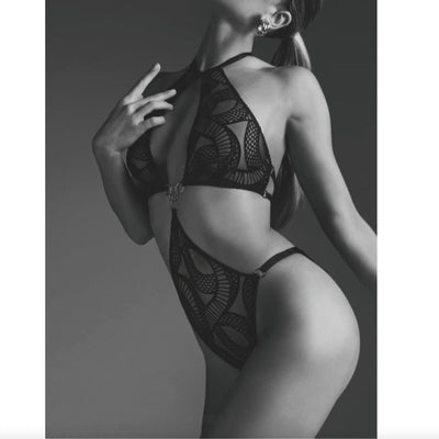 Aubade Boîte à Désir Velvet Snake Bodysuit P086A-5-Anna Bella Fine Lingerie-Black-One Size-