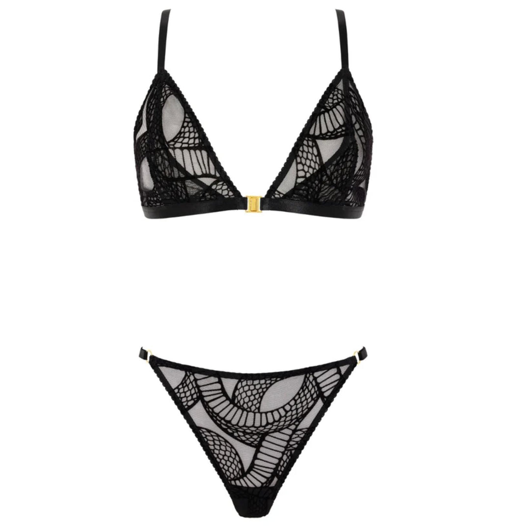 Aubade Boite a Desir Velvet Snake Bra Panty Set P)80A-5-Seductive Accessories-Aubade Paris-Black-One Size-Anna Bella Fine Lingerie, Reveal Your Most Gorgeous Self!