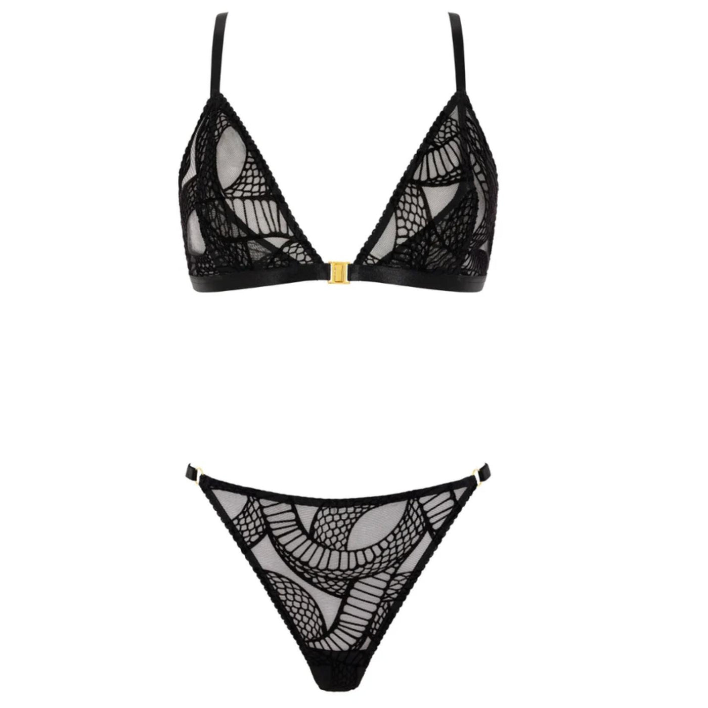 Aubade Boite a Desir Velvet Snake Bra Panty Set P)80A-5-Anna Bella Fine Lingerie-Black-One Size-