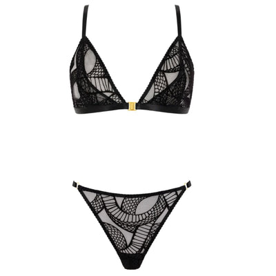 Aubade Boite a Desir Velvet Snake Bra Panty Set P)80A-5-Anna Bella Fine Lingerie-Black-One Size-