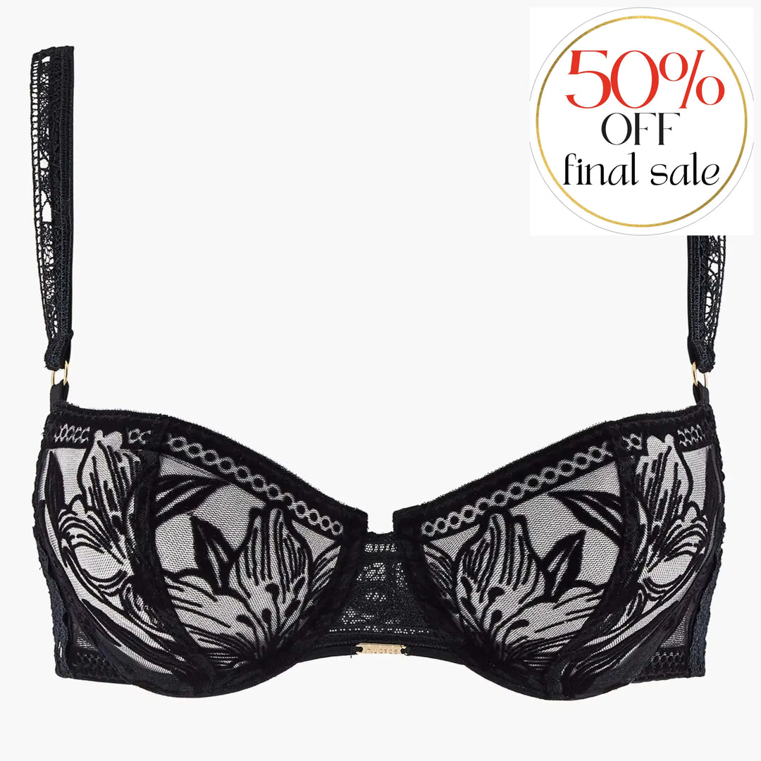 Aubade Coeur A Corps Half Cup Bra 1BF14-Bras-Aubade Paris-Black-32-B-Anna Bella Fine Lingerie, Reveal Your Most Gorgeous Self!