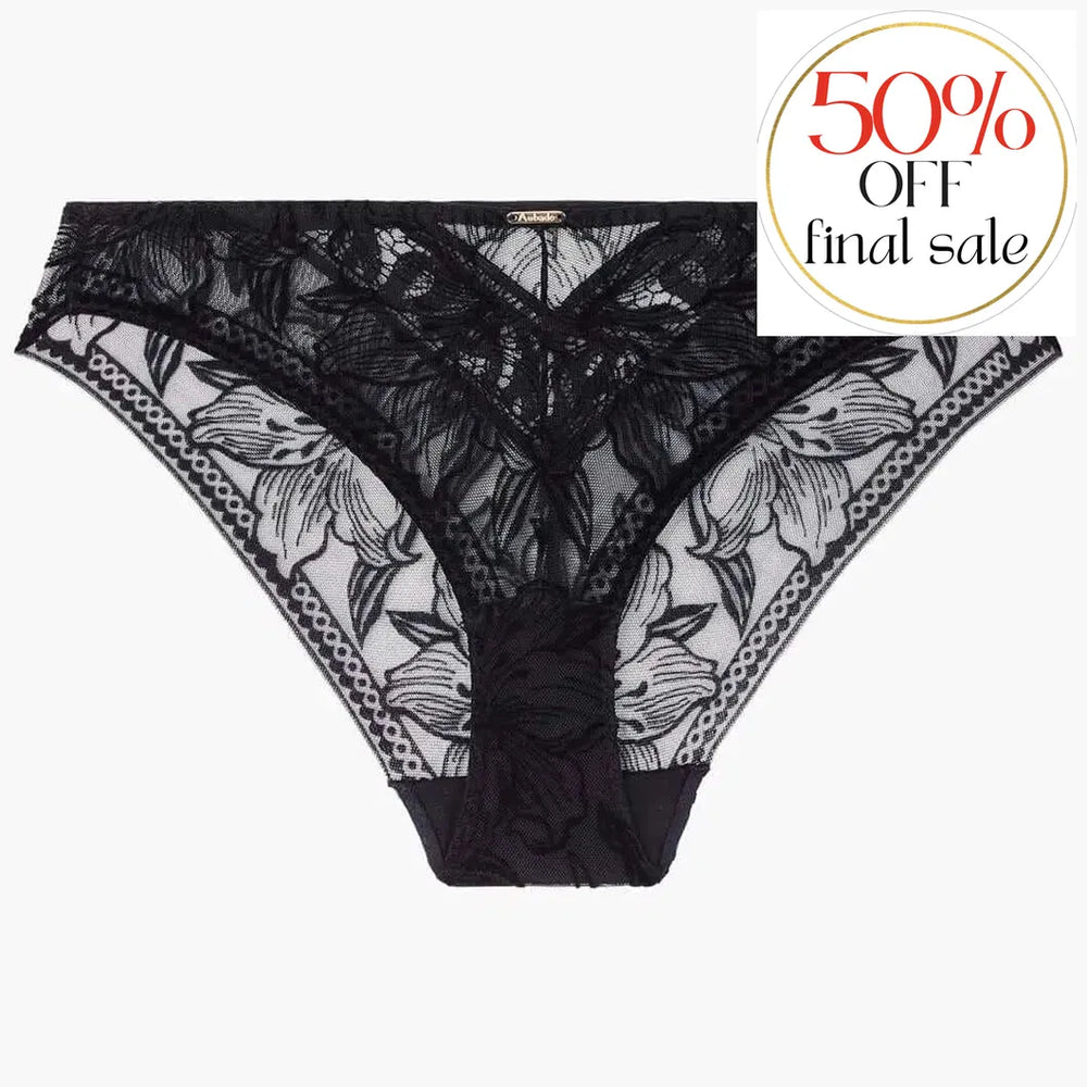 Aubade Coeur A Corps Italian Brief 1B27-Panties-Aubade Paris-Black-Small-Anna Bella Fine Lingerie, Reveal Your Most Gorgeous Self!