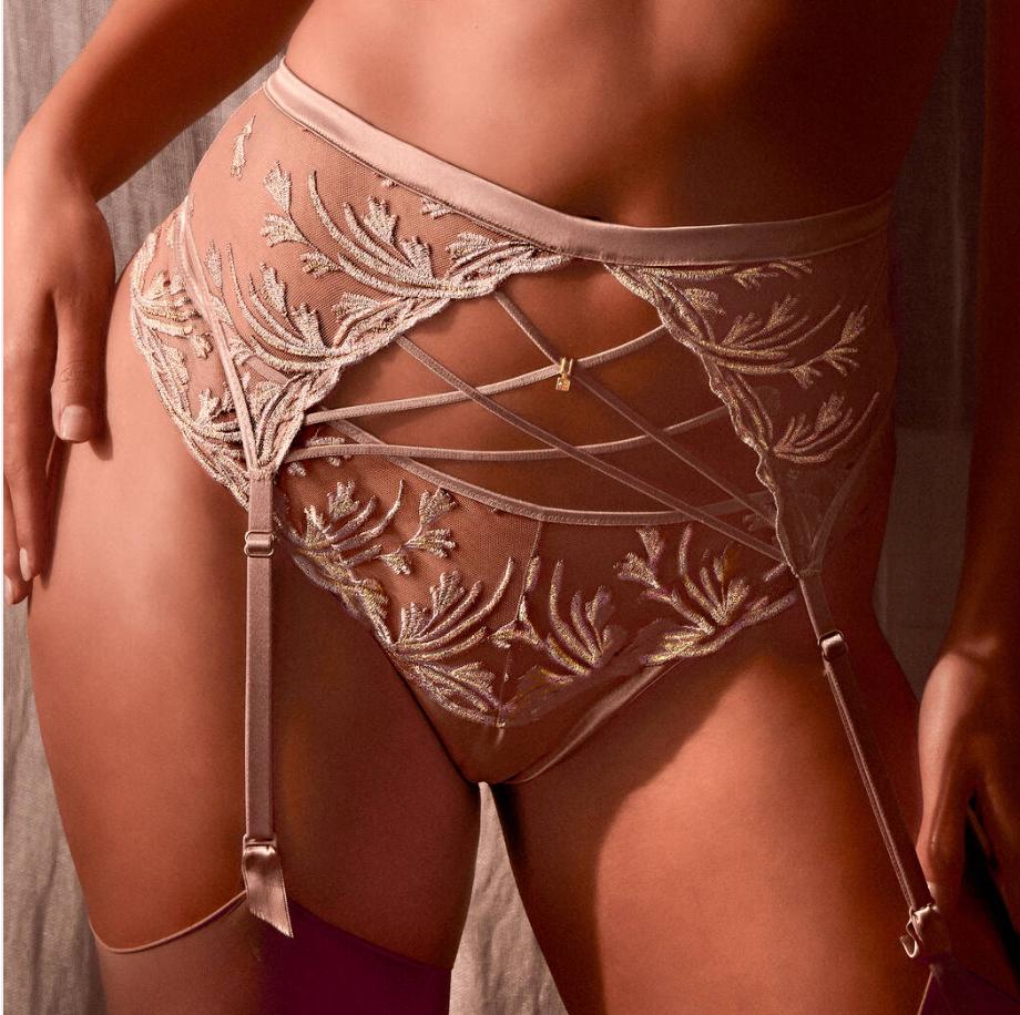 Aubade Cosmic Romance Suspender Belt 6D50 in Sand Rose-Anna Bella Fine Lingerie-Sand Rose-XSmall-
