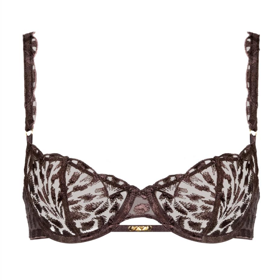 Aubade Crazy in Love Half Cup Bra in Satin Brown 5DF14-Bras-Aubade Paris-Satin Brown-32-B-Anna Bella Fine Lingerie, Reveal Your Most Gorgeous Self!