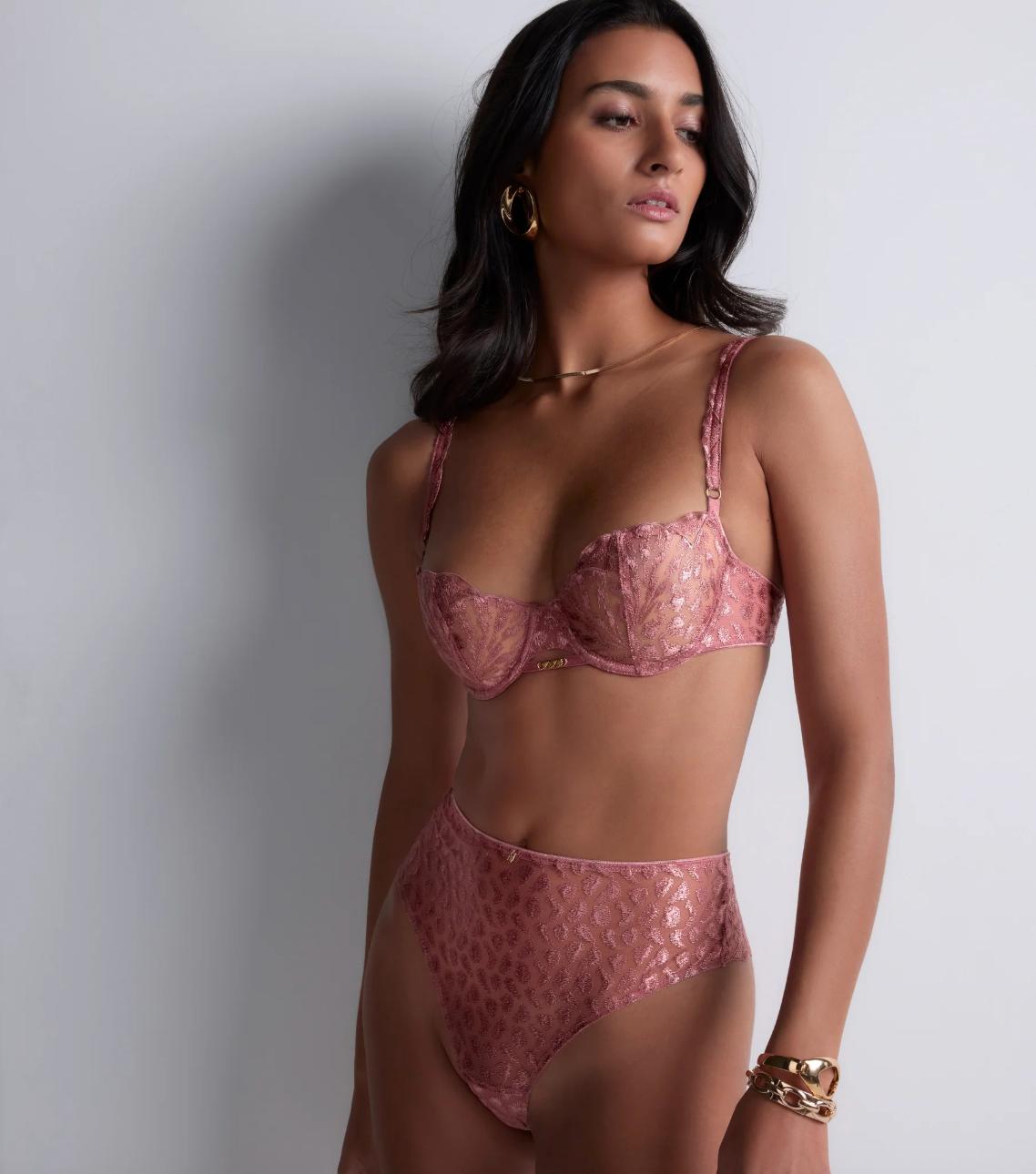 Aubade Crazy in Love Half Cup Bra in Warm Pink 5DF14-Bras-Aubade Paris-Warm Pink-32-B-Anna Bella Fine Lingerie, Reveal Your Most Gorgeous Self!