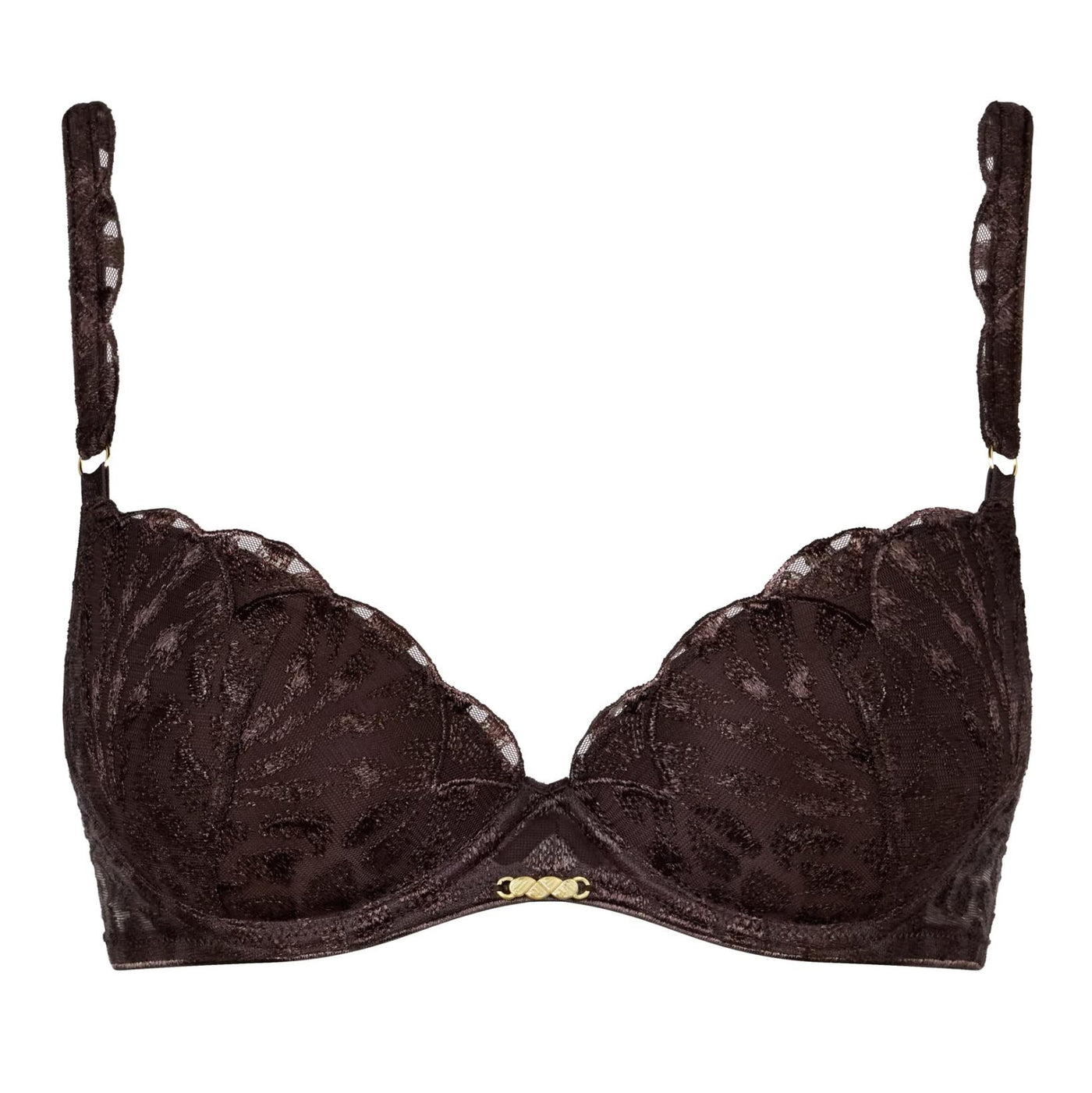 Aubade Crazy in Love Padded Plunge Bra in Satin Brown 5DN08-Bras-Aubade Paris-Satin Brown-32-B-Anna Bella Fine Lingerie, Reveal Your Most Gorgeous Self!