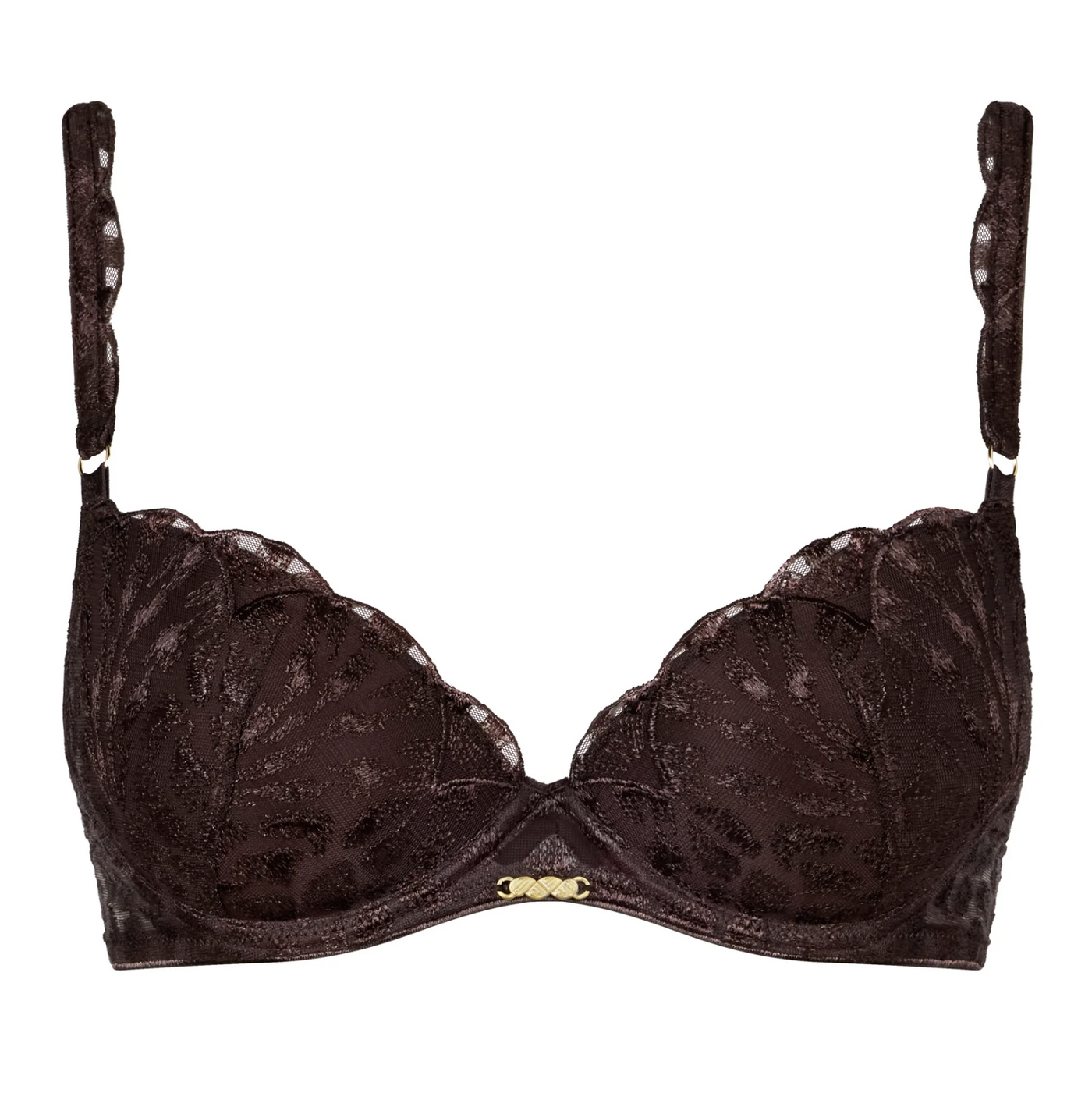 Aubade Crazy in Love Padded Plunge Bra in Satin Brown 5DN08-Bras-Aubade Paris-Satin Brown-32-B-Anna Bella Fine Lingerie, Reveal Your Most Gorgeous Self!
