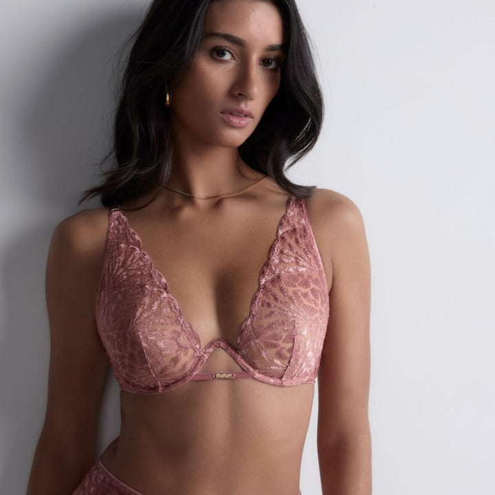 Aubade Crazy in Love Single Wire Triangle Bra in Warm Pink 5DM12-Bras-Aubade Paris-Warm Pink-32-B-Anna Bella Fine Lingerie, Reveal Your Most Gorgeous Self!