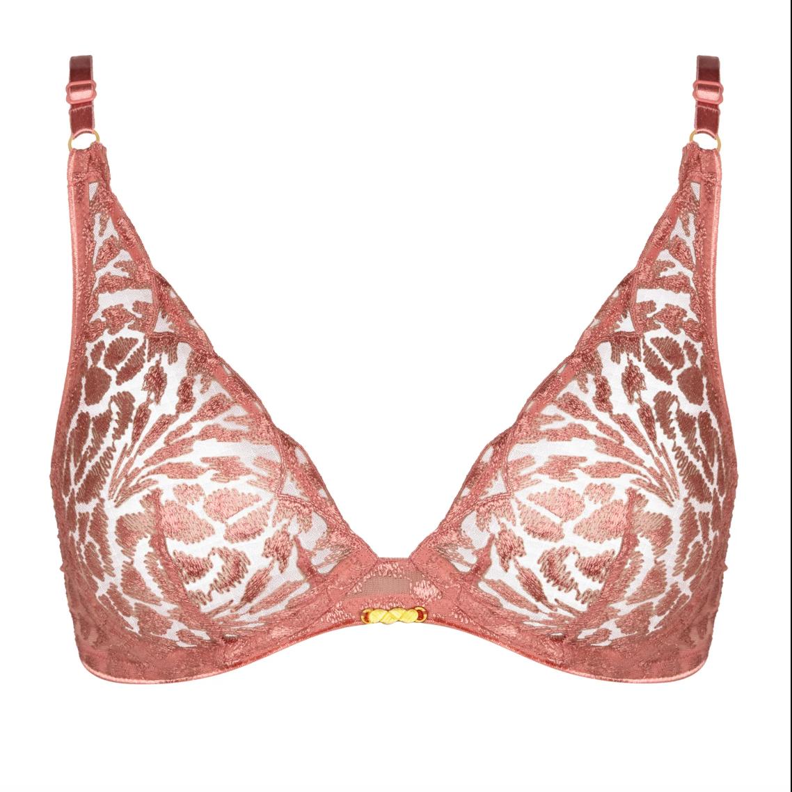Aubade Crazy in Love Triangle Bra in Warm Pink 5DF12-Bras-Aubade Paris-Warm Pink-38-E-Anna Bella Fine Lingerie, Reveal Your Most Gorgeous Self!