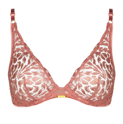 Aubade Crazy in Love Triangle Bra in Warm Pink 5DF12-Bras-Aubade Paris-Warm Pink-38-E-Anna Bella Fine Lingerie, Reveal Your Most Gorgeous Self!