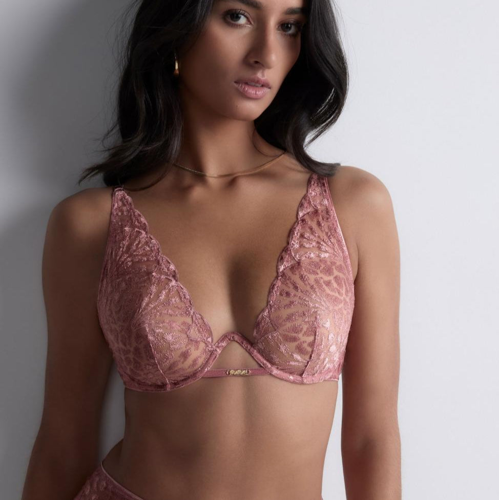 Aubade Crazy in Love Triangle Bra in Warm Pink 5DF12-Bras-Aubade Paris-Warm Pink-38-E-Anna Bella Fine Lingerie, Reveal Your Most Gorgeous Self!