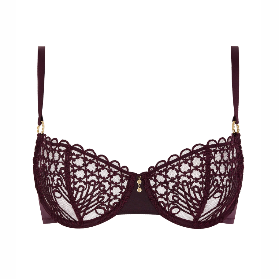 Aubade Eloge Du Desir Half Cup Bra in Deep Berry 7CF14-Bras-Aubade Paris-Deep Berry-32-B-Anna Bella Fine Lingerie, Reveal Your Most Gorgeous Self!