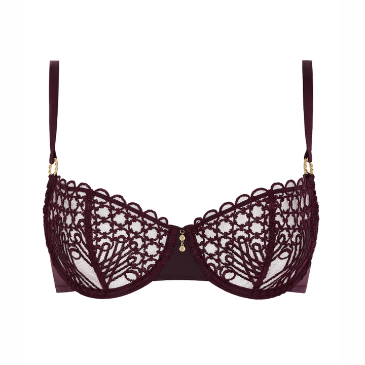 Aubade Eloge Du Desir Half Cup Bra in Deep Berry 7CF14-Bras-Aubade Paris-Deep Berry-32-B-Anna Bella Fine Lingerie, Reveal Your Most Gorgeous Self!