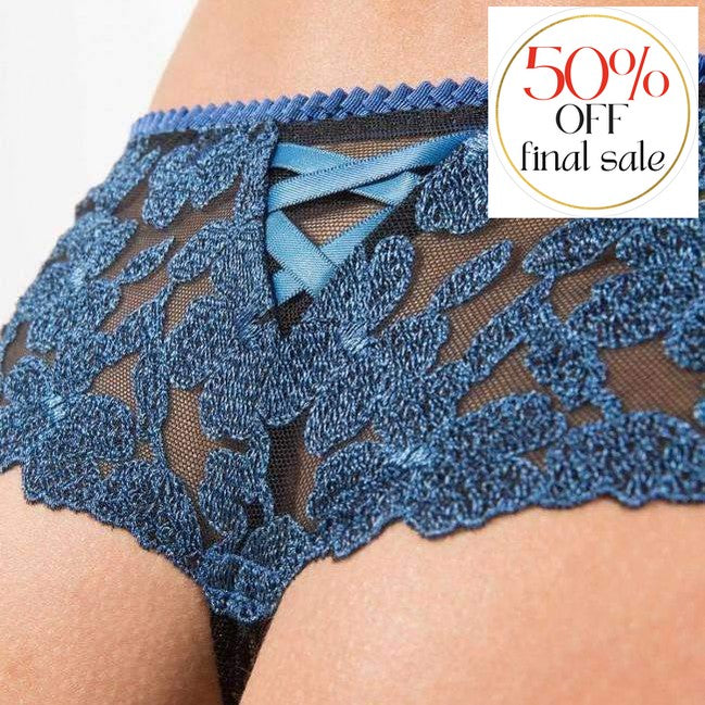 Aubade Femme Charmeuse Hot Tanga MJ71-Anna Bella Fine Lingerie-Blue Velvet / Black-XSmall-