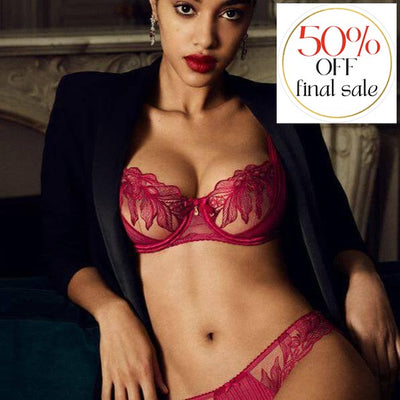 Aubade Fleur De Tattoo Half Cup Bra in Rouge Ecrin TB14-6-Anna Bella Fine Lingerie-Rouge Ecrin-32-B