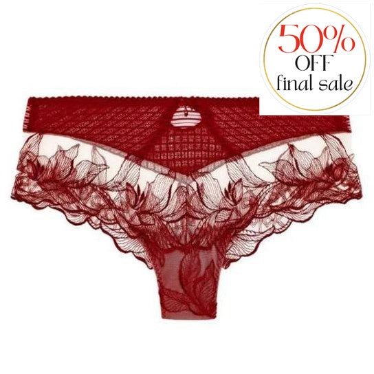 Aubade Fleur De Tattoo St. Tropez Brief in Rouge Ecrin TB70-6-Anna Bella Fine Lingerie-Rouge Ecrin-XSmall-