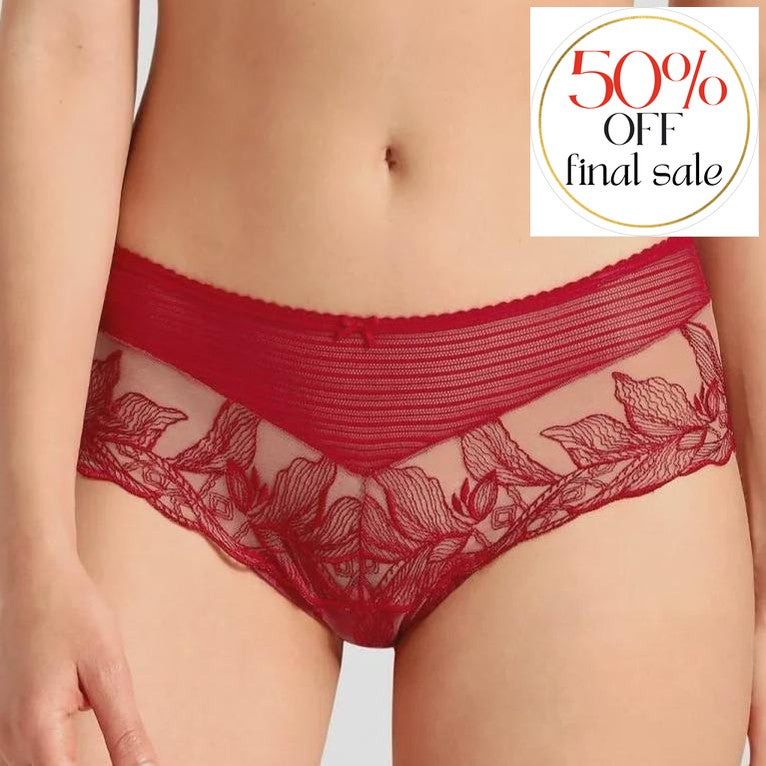 Aubade Fleur De Tattoo St. Tropez Brief in Rouge Ecrin TB70-6-Anna Bella Fine Lingerie-Rouge Ecrin-XSmall-