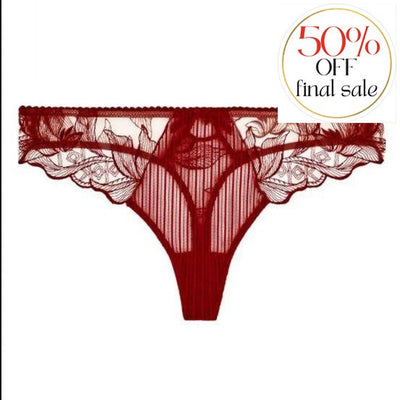 Aubade Fleur De Tattoo Tanga in Rouge EcrinTB26-6-Anna Bella Fine Lingerie-Rouge Ecrin-XSmall-