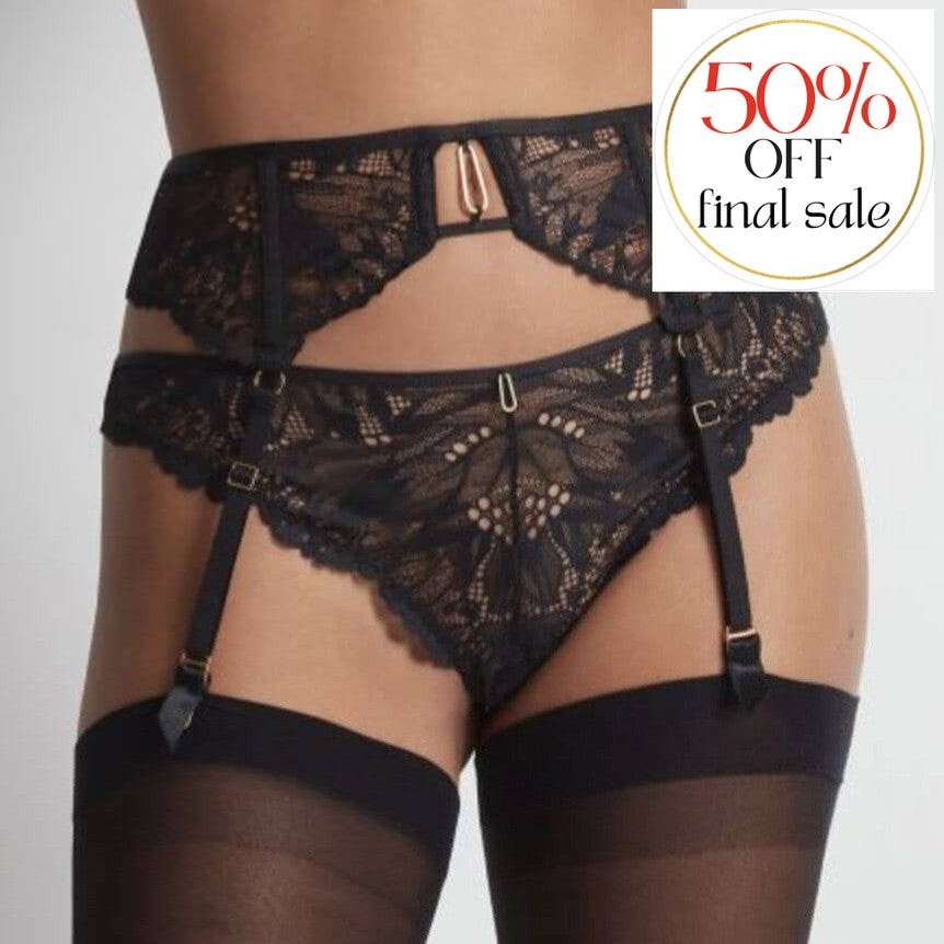 Aubade Flowermania Garter Belt in Noir LA50-Garter Belt-Aubade Paris-Noir-XSmall-Anna Bella Fine Lingerie, Reveal Your Most Gorgeous Self!